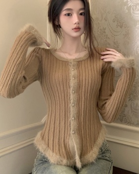 Long sleeve pit stripe cardigan autumn and winter sweater