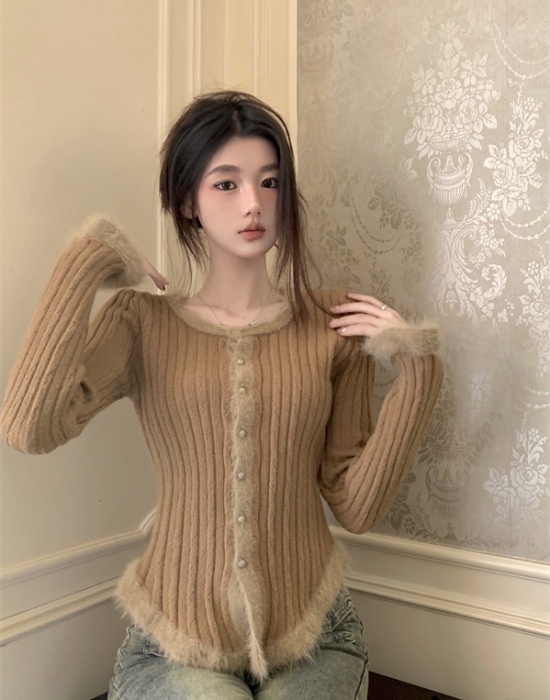 Long sleeve pit stripe cardigan autumn and winter sweater