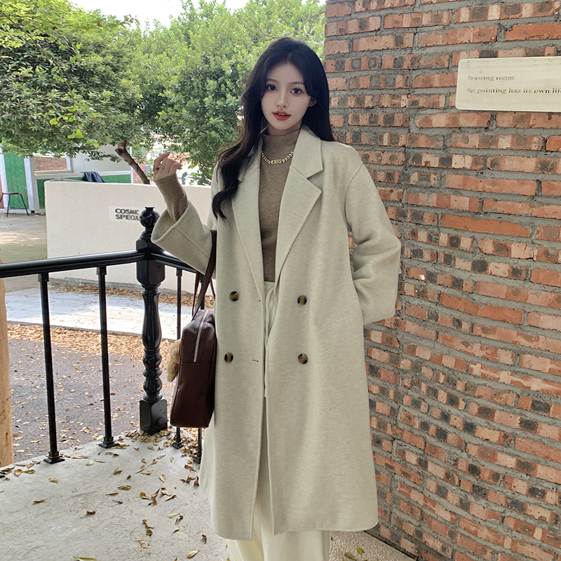Winter Korean style woolen coat two-sided woolen overcoat for women