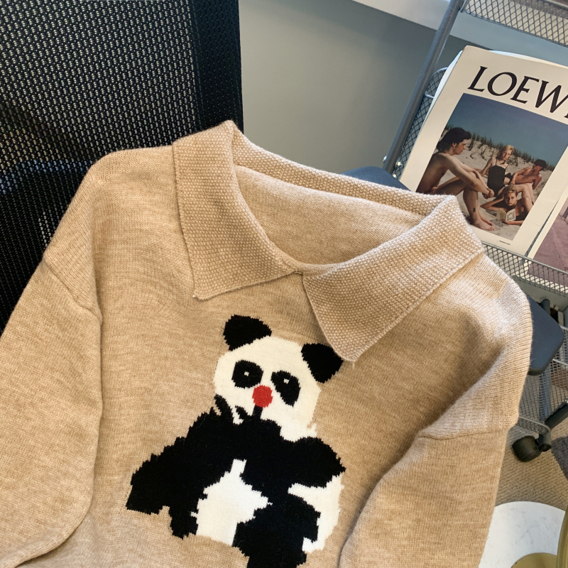 Panda loose all-match sweater for women