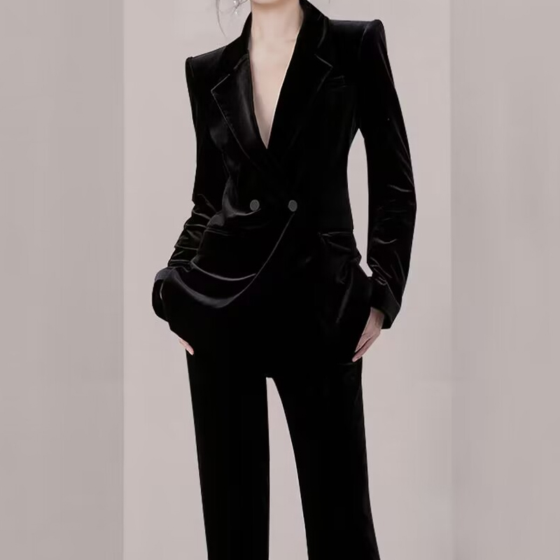Autumn and winter coat velvet business suit 2pcs set for women