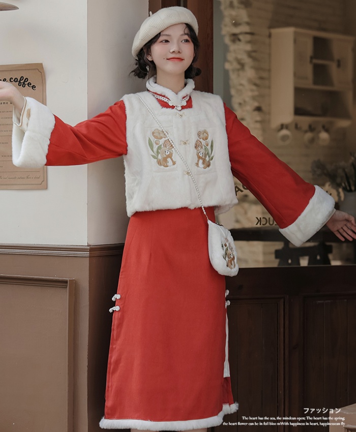 Chinese style winter waistcoat Han clothing jumpsuit