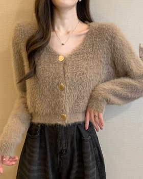 Knitted lazy thermal Korean style loose cardigan