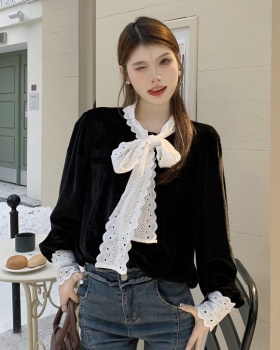 Hepburn style long sleeve tops frenum retro shirt