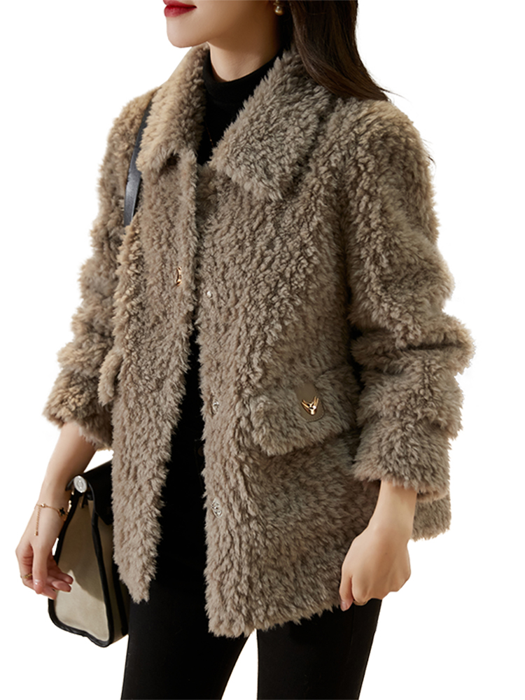 Wool small fellow winter fur coat elmo fashion overcoat