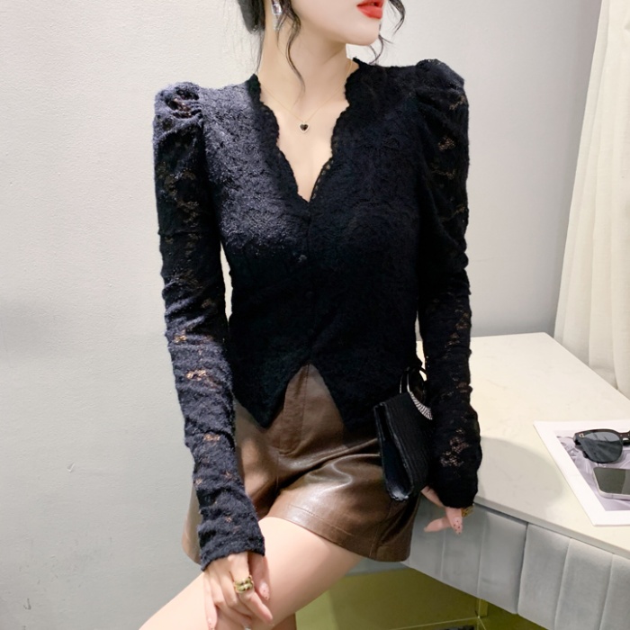 Western style tops bottoming small shirt for women