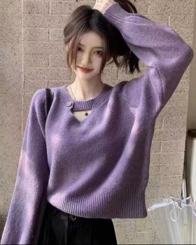 Tender lazy sweater hollow retro tops for women