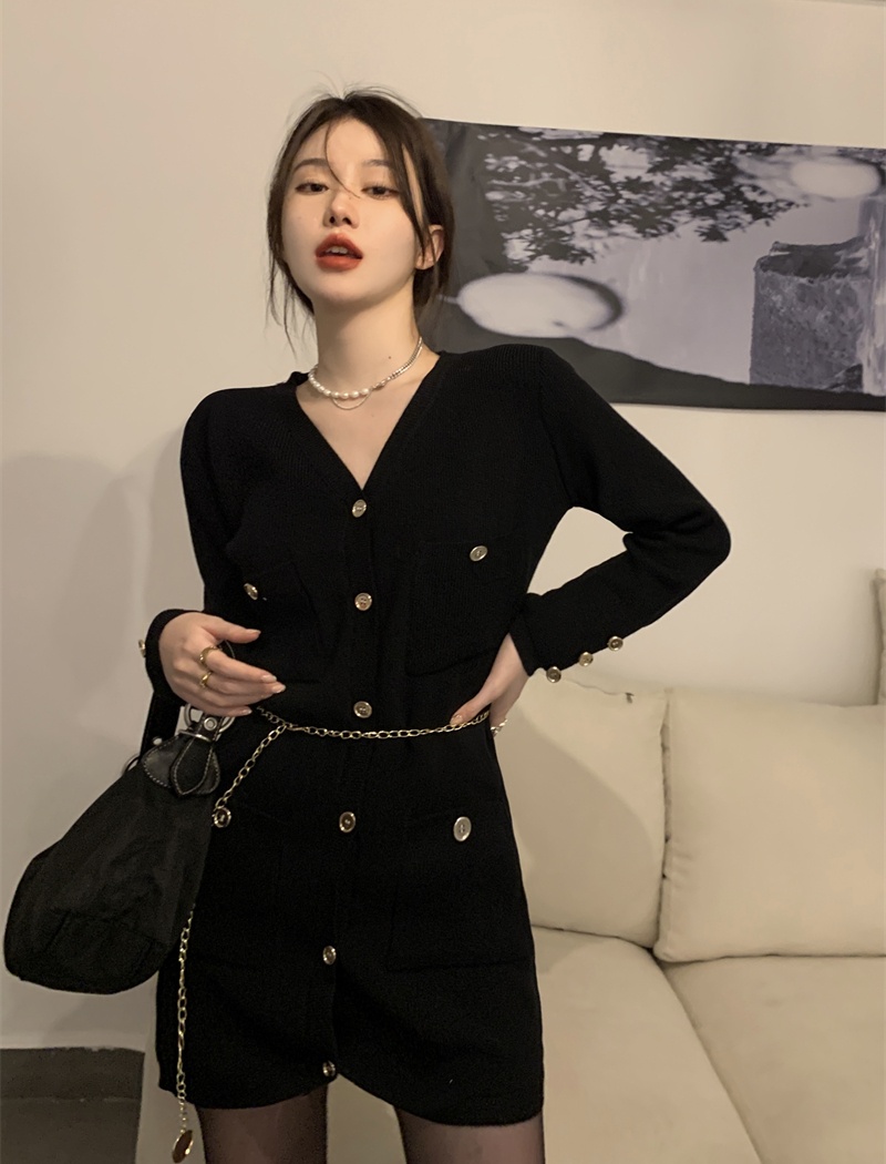 Chain bottoming package hip temperament dress for women