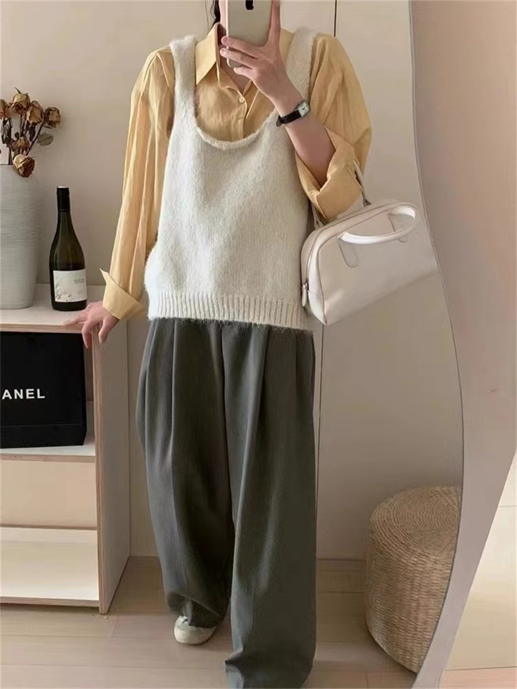 Autumn and winter pure waistcoat slim tops for women