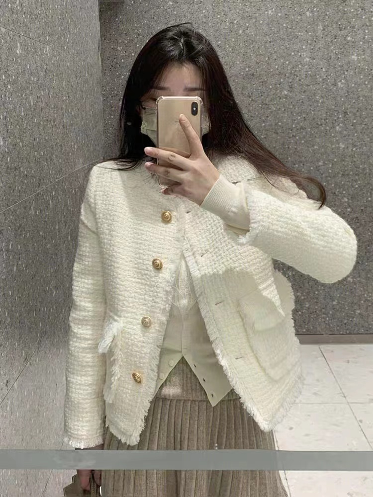 Knitted short bottoming shirt white lace cardigan for women