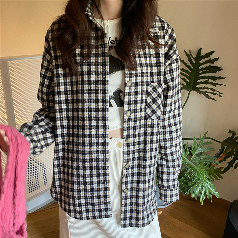 Retro loose Korean style coat long sleeve sueding shirt