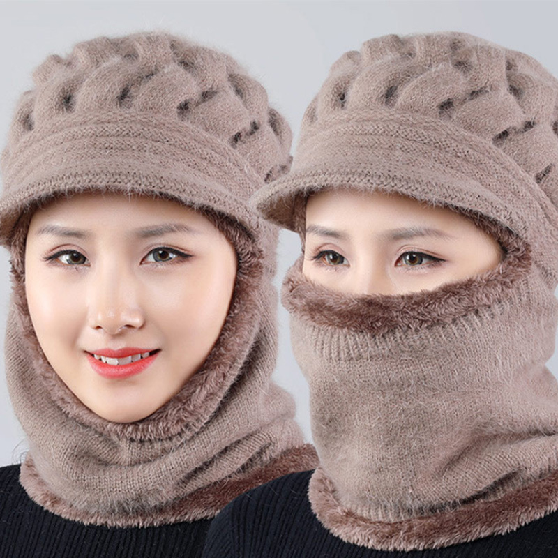Middle-aged hat plus velvet wool cap for women