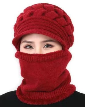 Scarf thick thermal hat cold wool cap for women