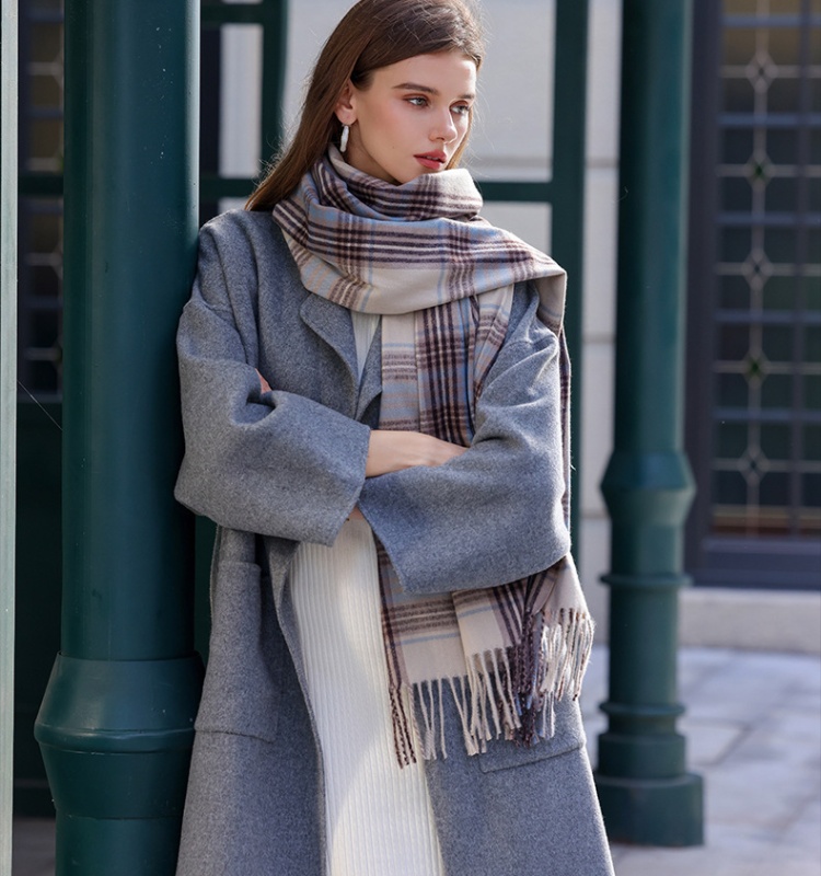 Tassels plaid soft winter imitation of cashmere scarves