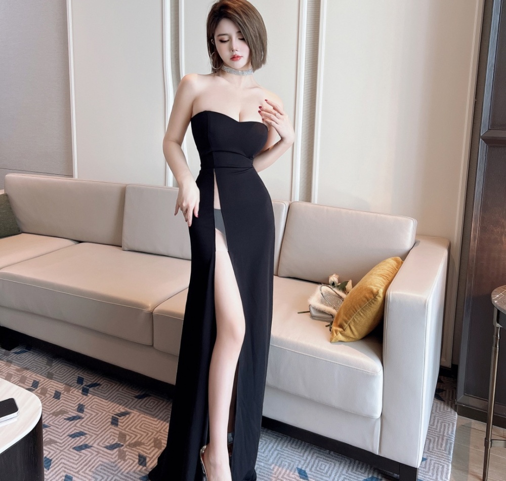 Temperament slim formal dress high split long dress