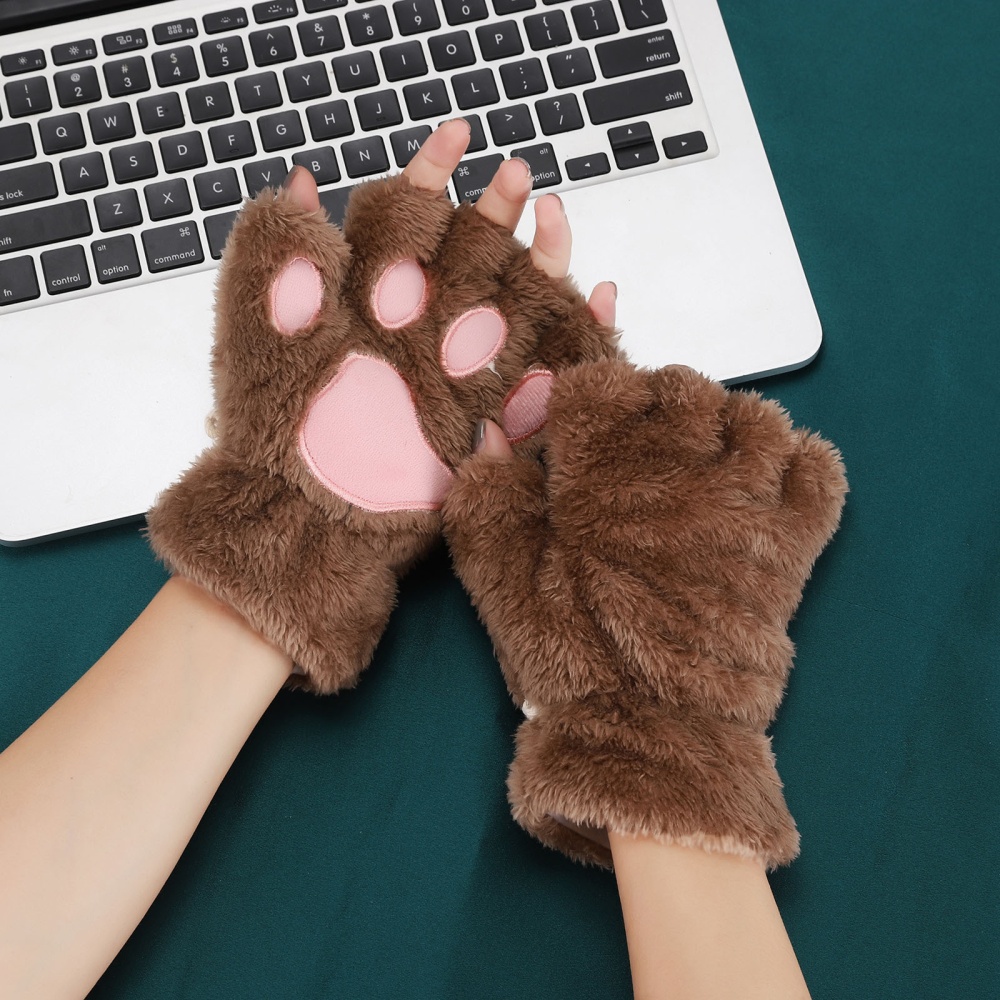 Cat's paw winter Gloves Korean style thick mitts for women