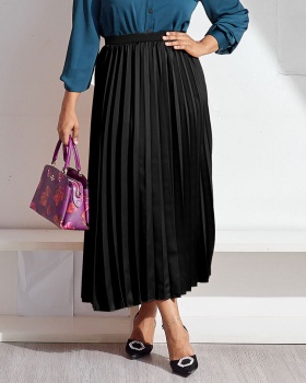 Pleated all-match long skirt Casual pure skirt