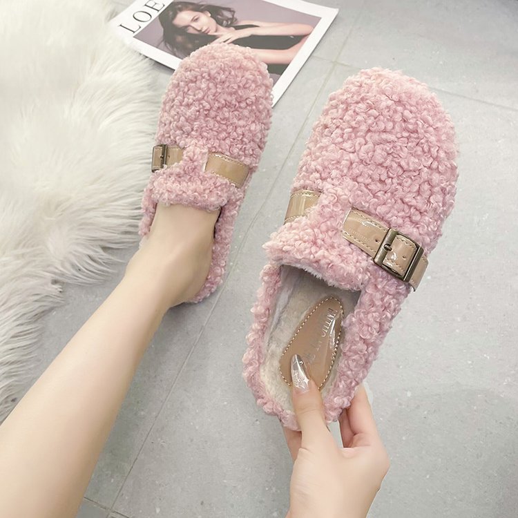 Elmo cotton flat winter slippers for women