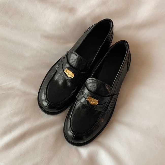 British style flat leather shoes retro shoes