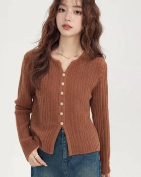 Autumn V-neck tops Korean style sweater for women