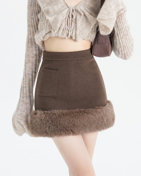 Package hip woolen splice thick elmo skirt for women