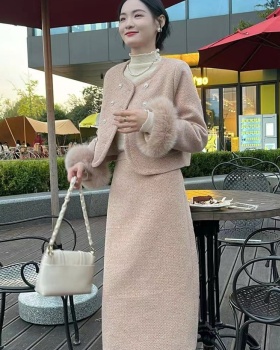 Korean style chanelstyle coat sweet skirt 2pcs set