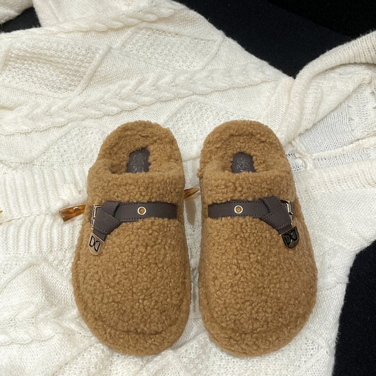 Thick crust cotton thermal slippers for women