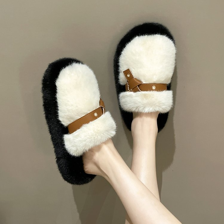 Cotton thick crust elmo Korean style slippers for women