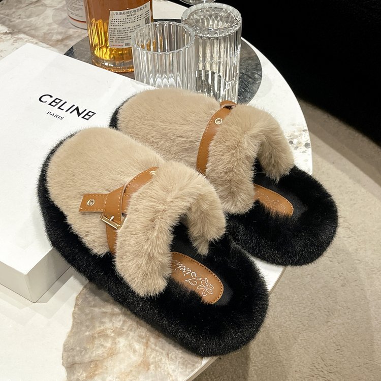 Cotton thick crust elmo Korean style slippers for women