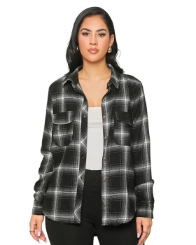 European style Casual coat plaid all-match shirt for women