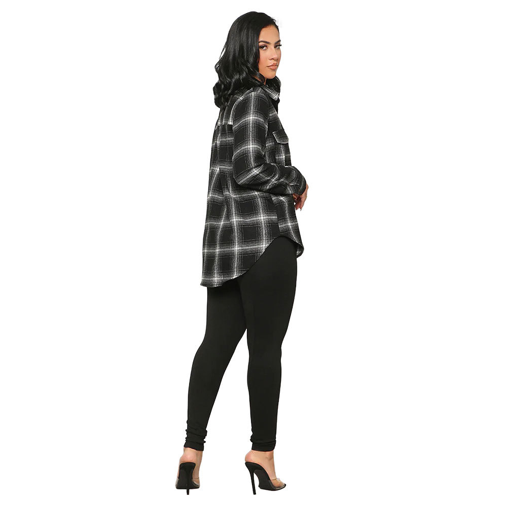 European style Casual coat plaid all-match shirt for women