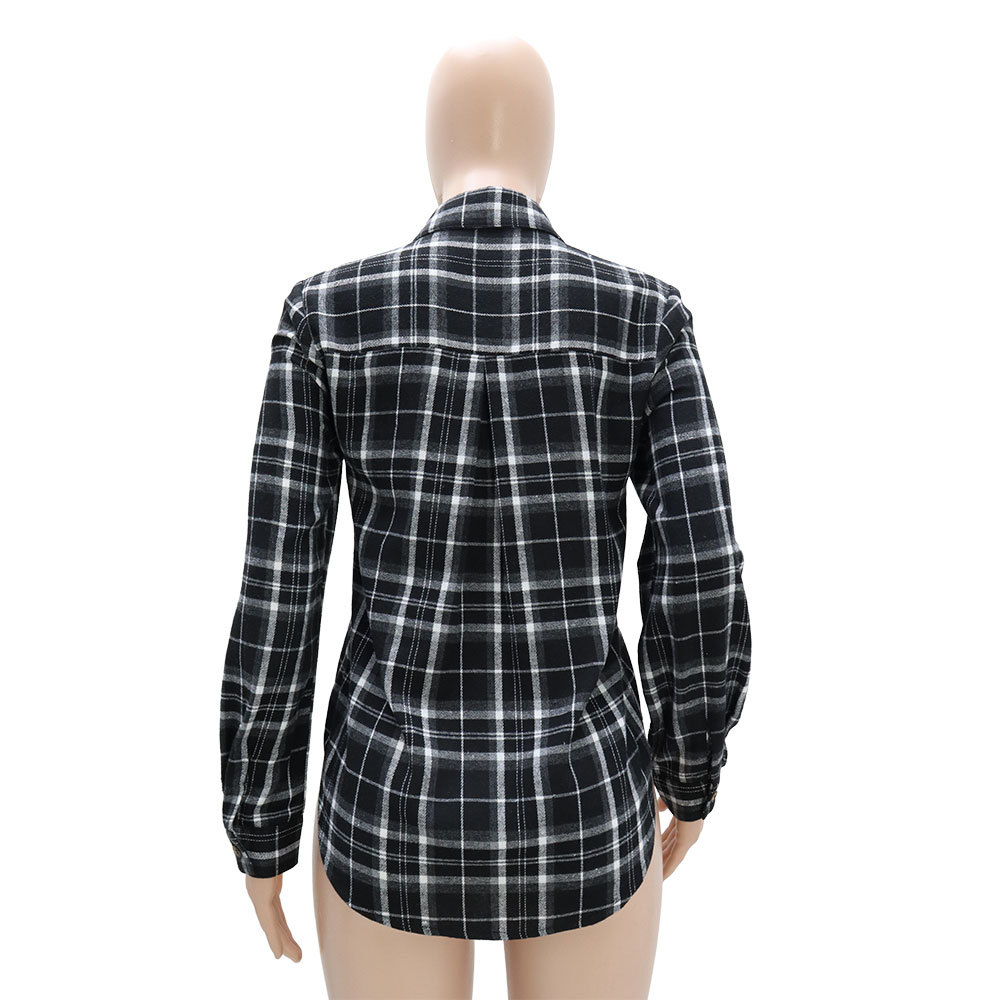 European style Casual coat plaid all-match shirt for women