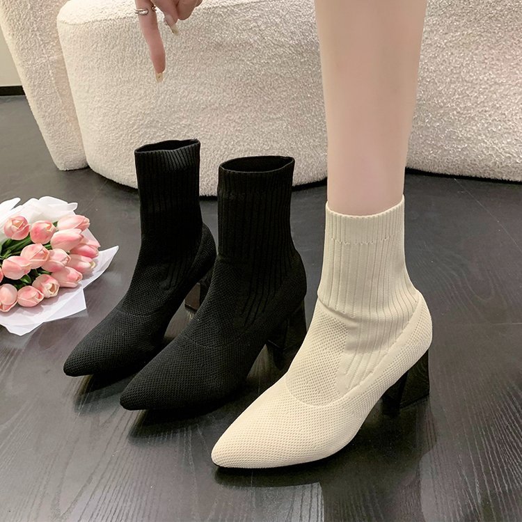 Middle-heel winter boots thick short boots for women