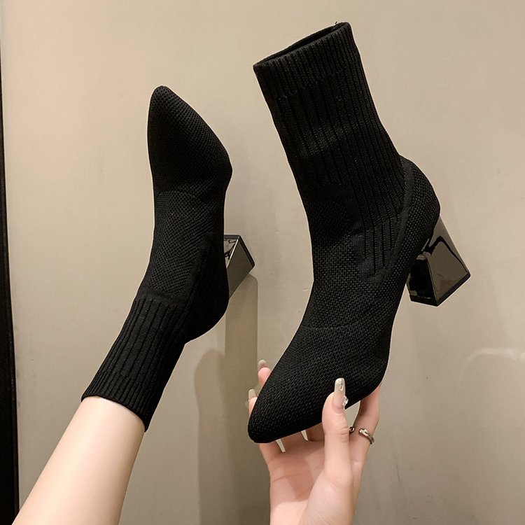 Middle-heel winter boots thick short boots for women