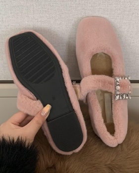 Antiskid plus velvet elmo flat France style slippers