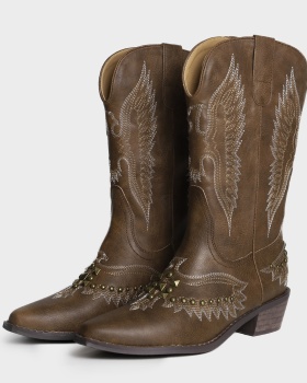 Plus velvet retro thick half Boots rivet pointed boots
