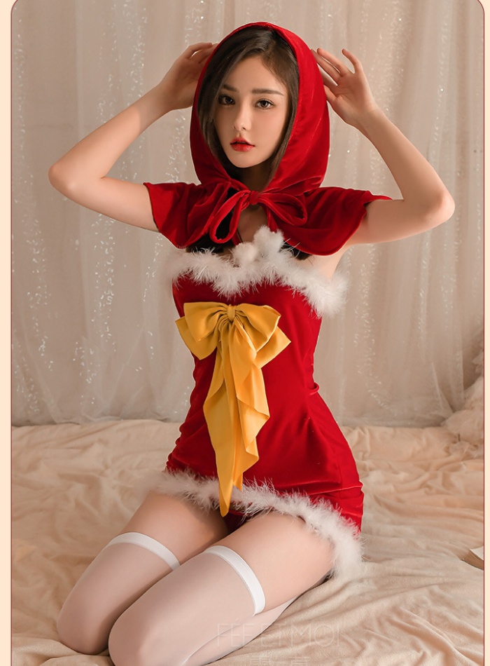 Christmas long tube Sexy underwear bow uniform a set