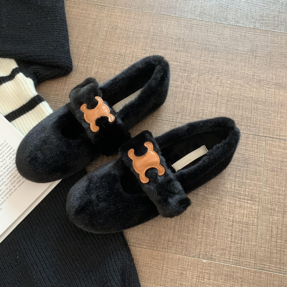 Thermal winter pure slippers sweet thick shoes