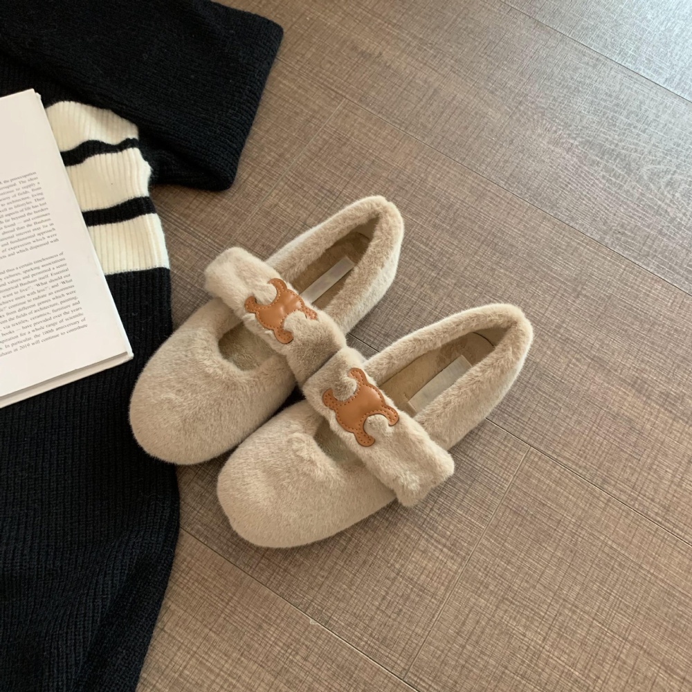 Thermal winter pure slippers sweet thick shoes