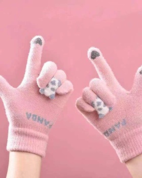 Thermal panda woolen yarn cartoon Gloves for women