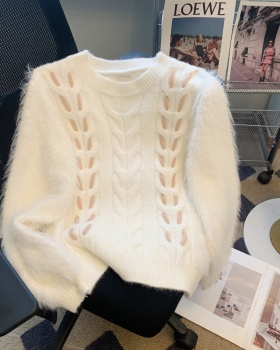 Lazy mink velvet autumn and winter short twist sweater