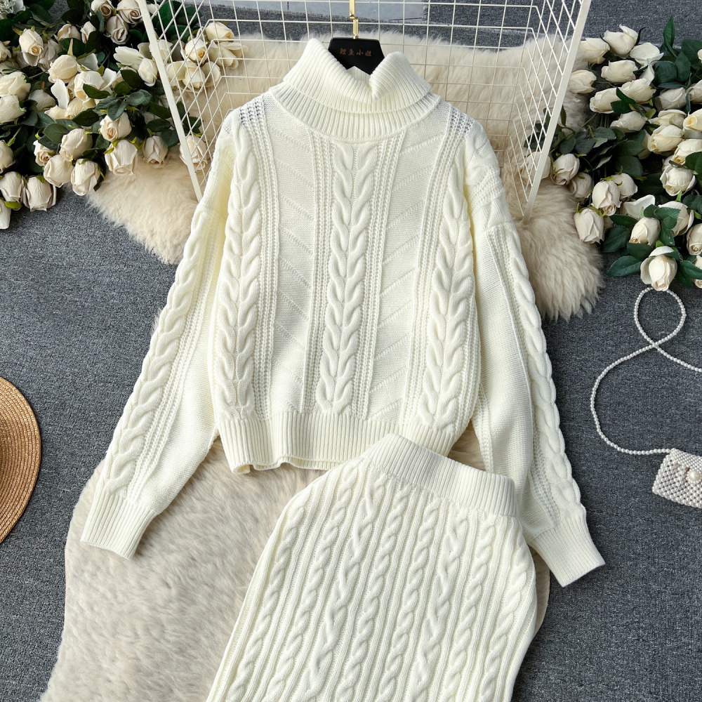 Winter lazy skirt niche sweater 2pcs set for women