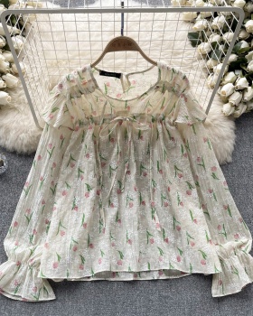 Tender all-match tops floral doll shirt for women