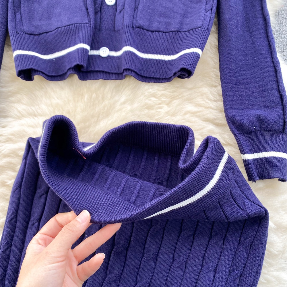 College style sweater sweet skirt 2pcs set for women