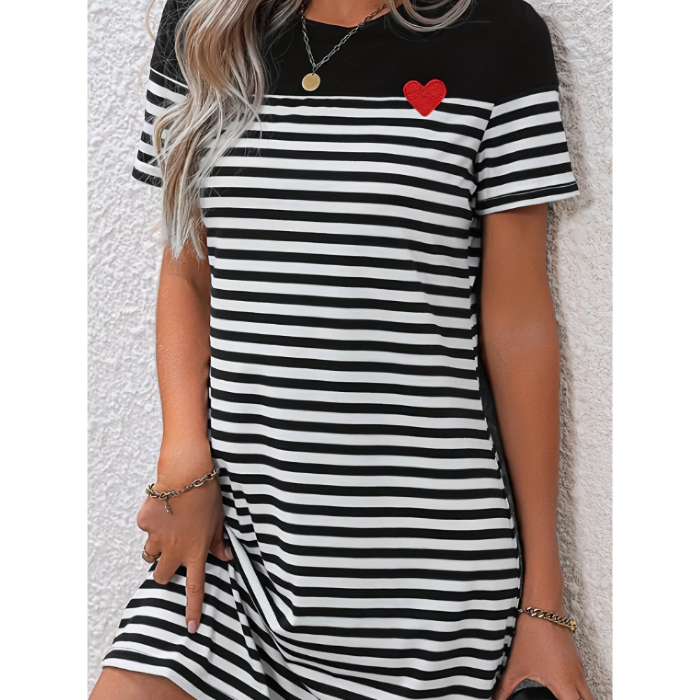 Straight fashion slim navy style horizontal stripes dress