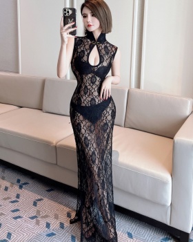 Lace perspective dress Chinese style formal dress