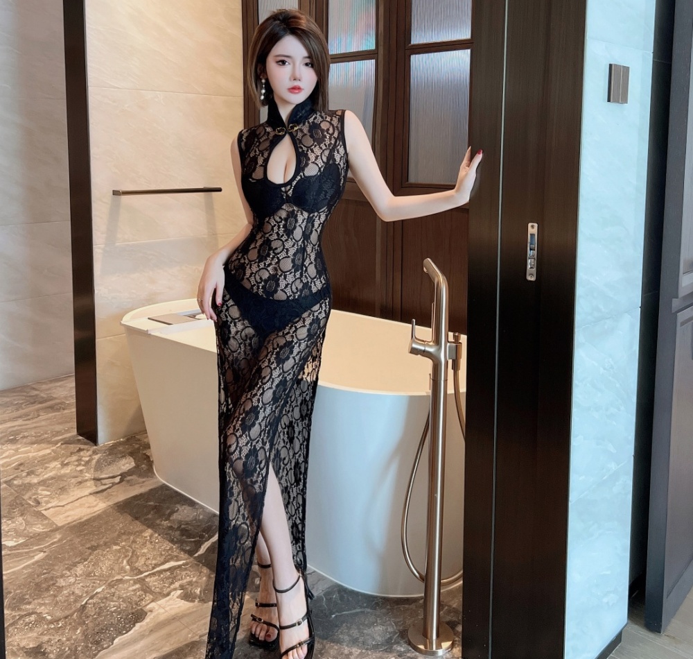 Lace perspective dress Chinese style formal dress