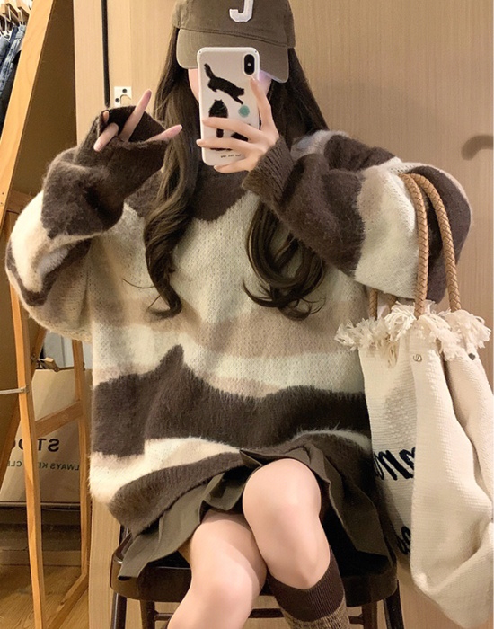Korean style loose sweater knitted tops for women