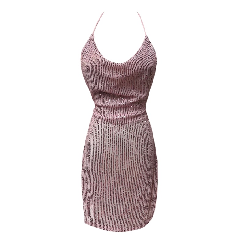 Sequins four seasons tight halter sexy dress for women
