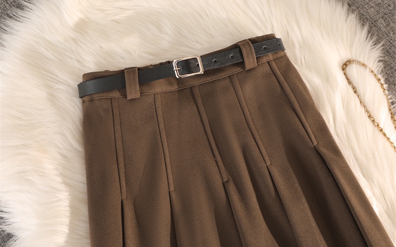 Autumn and winter long woolen high waist Casual skirt